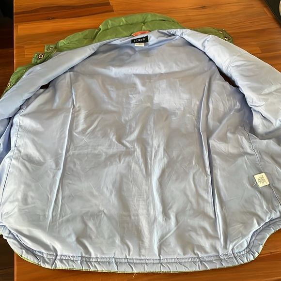 J. Crew puffer vest green with lavender lining button up zipper front pockets S - Picture 6 of 7